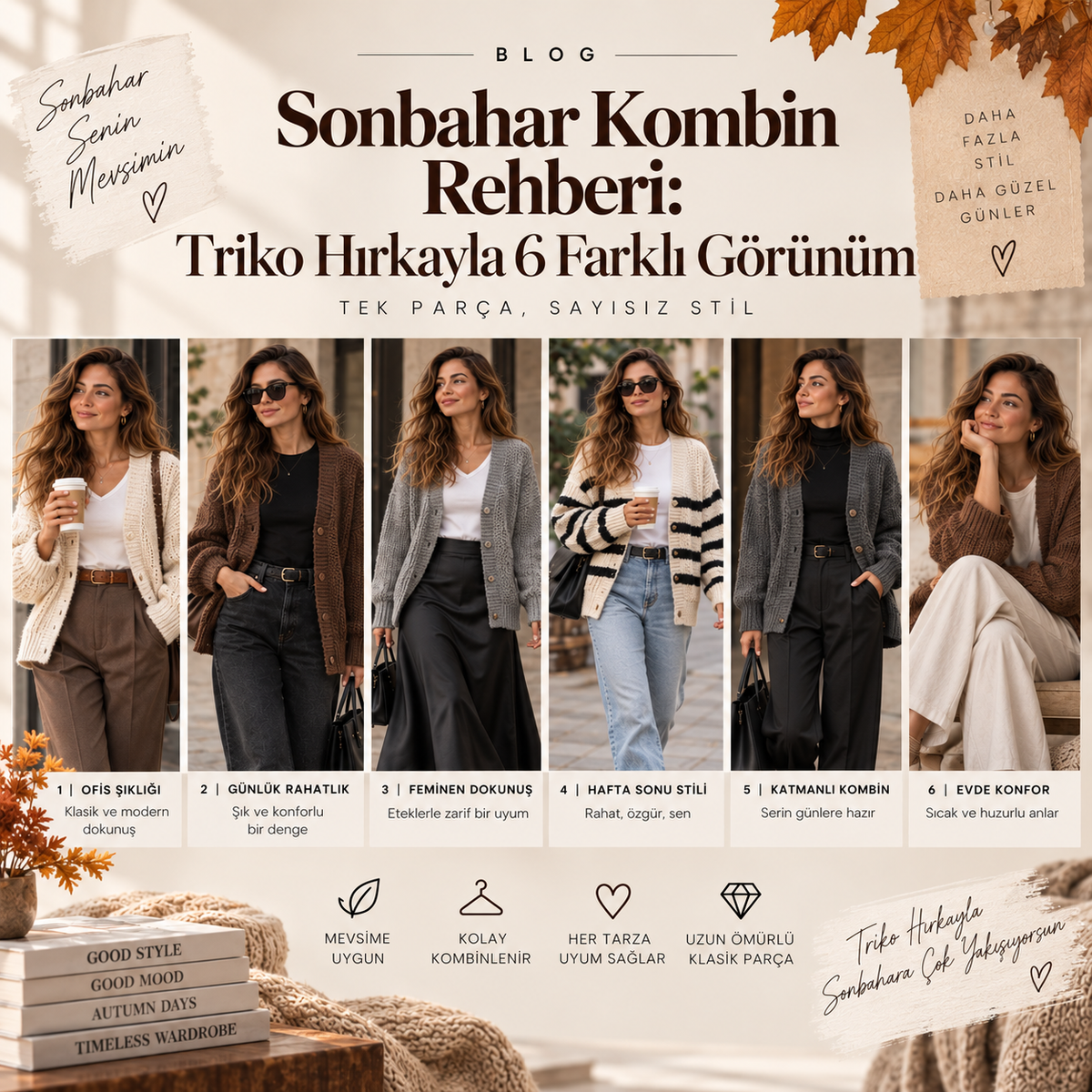 Sonbahar Kombin Rehberi: Triko Hırkayla 6 Farklı Görünüm