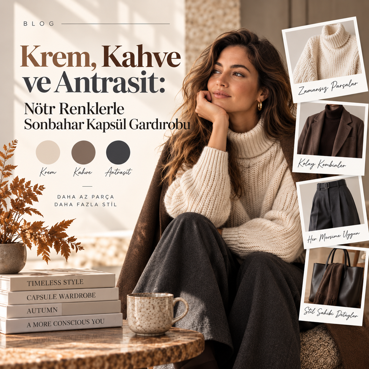 Krem, Kahve ve Antrasit: Nötr Renklerle Sonbahar Kapsül Gardırobu