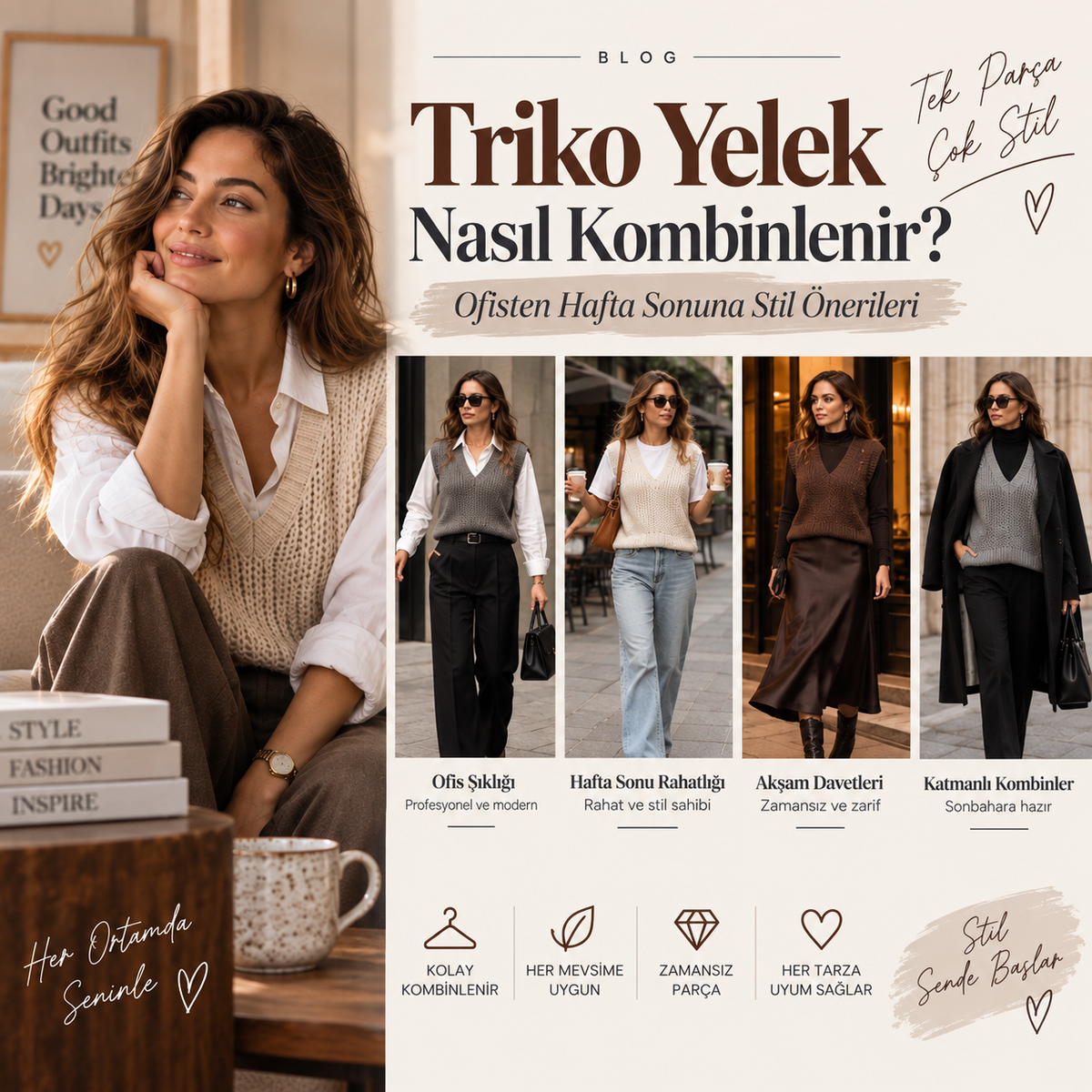 Triko Yelek Nasıl Kombinlenir? Ofisten Hafta Sonuna Stil Önerileri