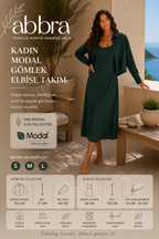 Abbra Kadın Modal Gömlek Elbise Takım