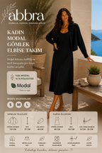 Abbra Kadın Modal Gömlek Elbise Takım
