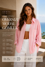 Abbra Kadın Düşük Omuzlu Oversize Modal Gömlek