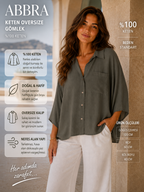 Abbra Kadın Keten Oversize Gömlek